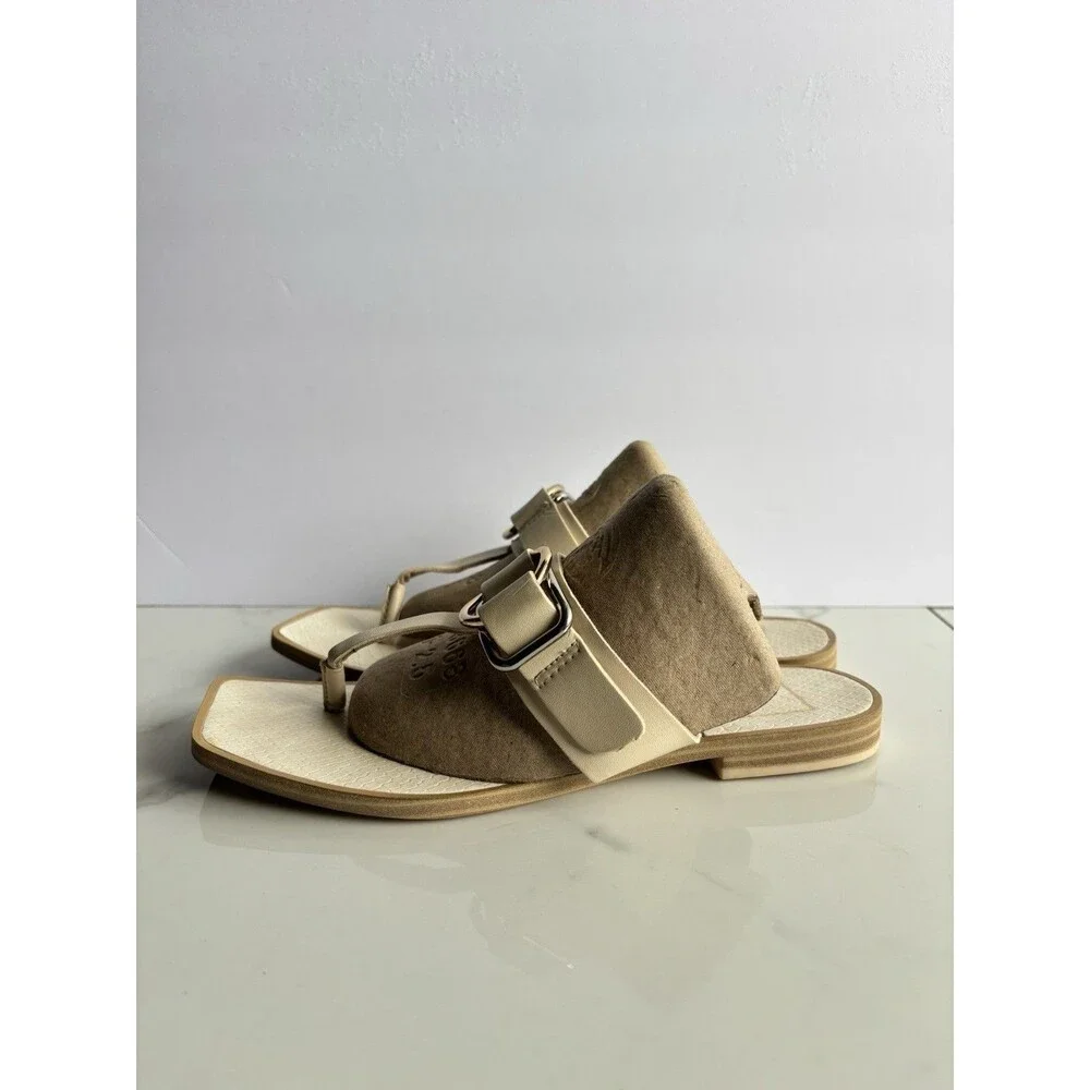 Dolce Vita Ilene Sandals Womens 8.5 Cream Off White Buckle Square Thong Slide